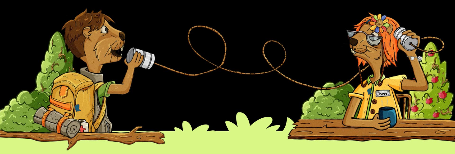 footer illustration with 2 marmots