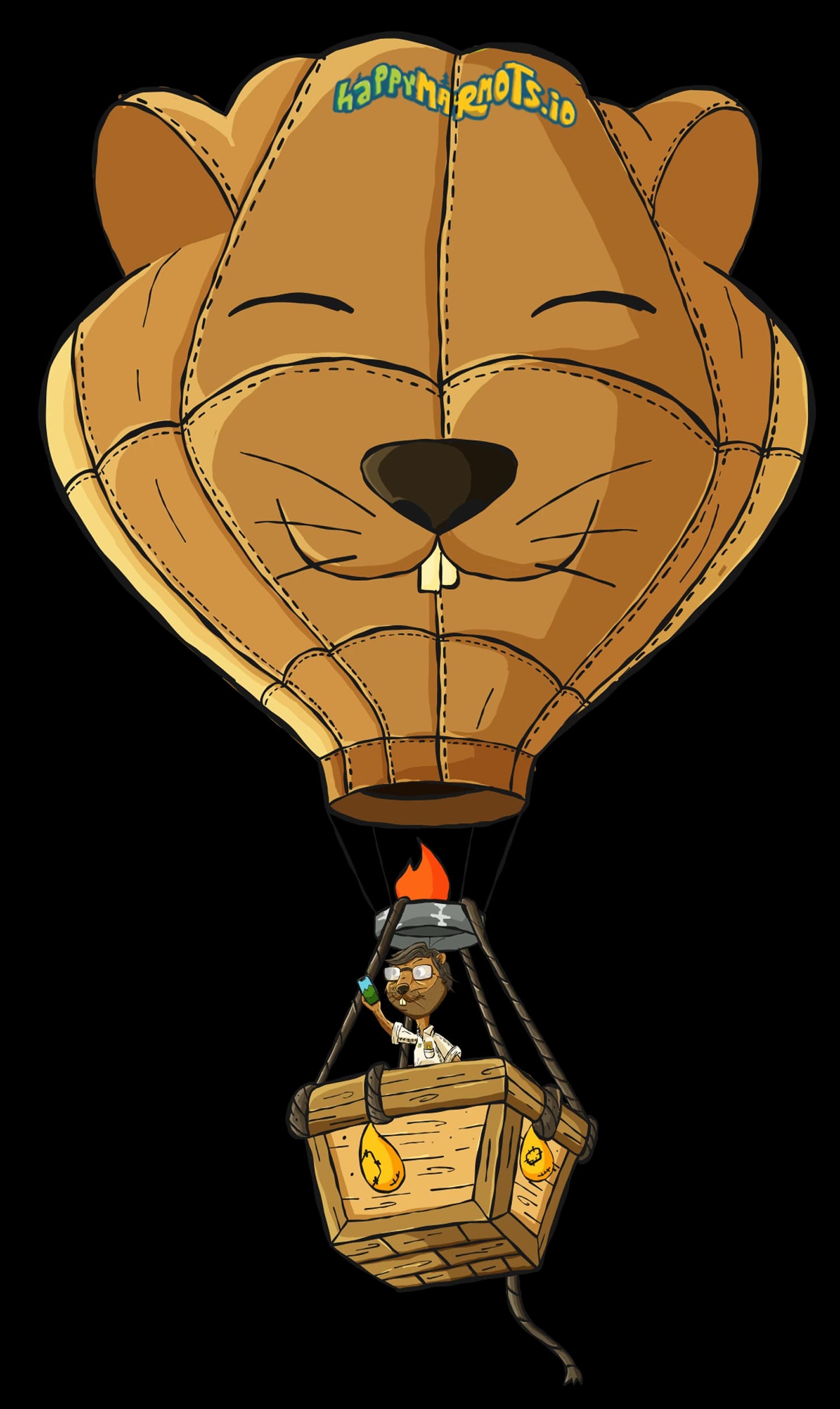 Marmot in a hot air balloon