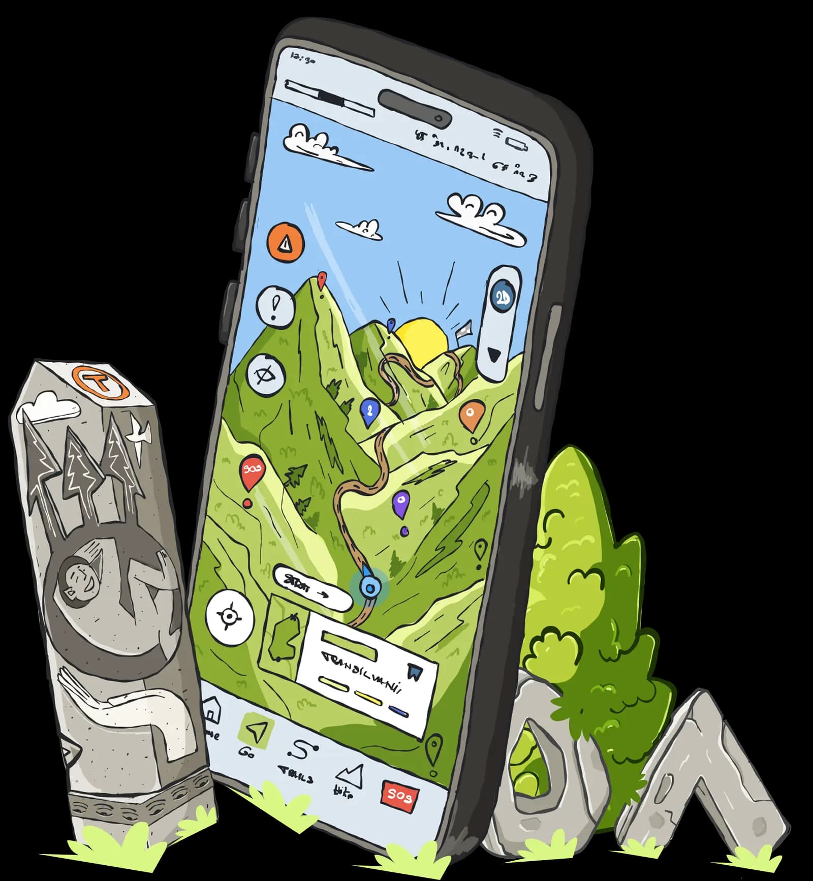 Happy Marmots trail stone