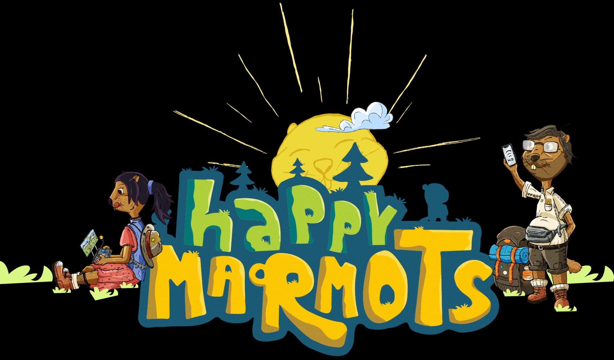 Happy Marmots Central Illustration